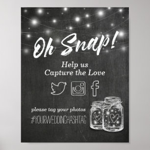 Bröllop Snap Hashtag Mason Burk Ljus Poster
