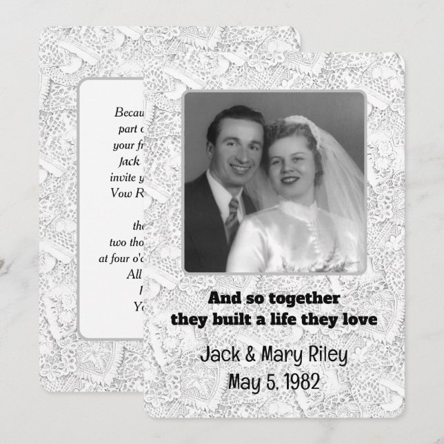 Bröllop Snöre Vow Renewal Photo Ram Inbjudningar (Fram/baksida)