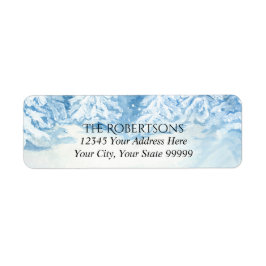 Bröllop Snowy Träd Watercolor | RETURADRESS Etikett