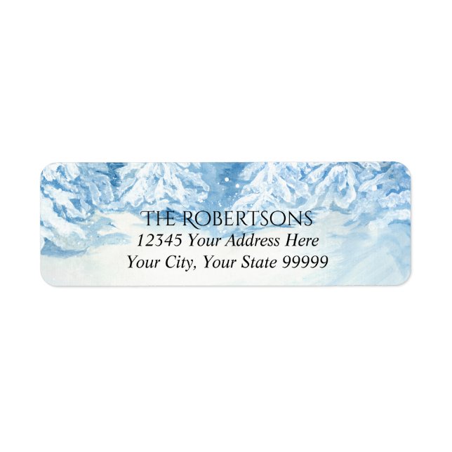Bröllop Snowy Träd Watercolor | RETURADRESS Etikett (Framsidan)