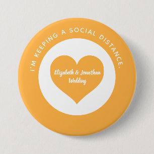 Bröllop Social Avstånd Orange Heart Färg-kod Knapp