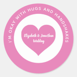 Bröllop Social Avstånd Rosa Heart Färg-kod Runt Klistermärke