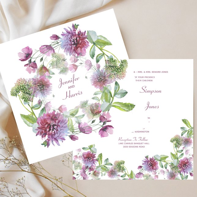 Bröllop Soft Lila Blommigt Inbjudningar (Soft Purple Floral Summer Wedding Invitation)