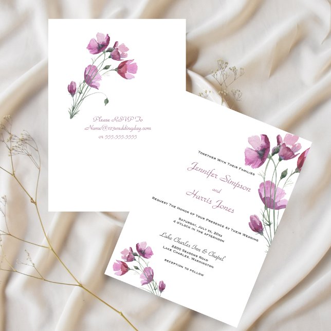 Bröllop Soft Lila Petite, sommartid, Blommigt Inbjudningar (Wedding Soft Purple Summer Petite Flowers Invitation)