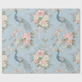 Bröllop som är Papper med Blommigtar och peacockor Presentpapper
