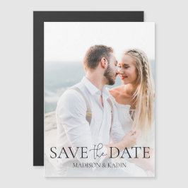 Bröllop Spara Date Förlovning Foto Elegant Script  Magnetisk Inbjudningskort