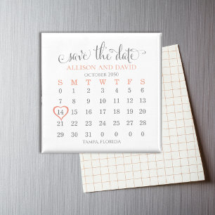 Bröllop spara datum 5-radskalender magnet