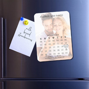 Bröllop spara datum Anpassningsbar Calendar Magnet