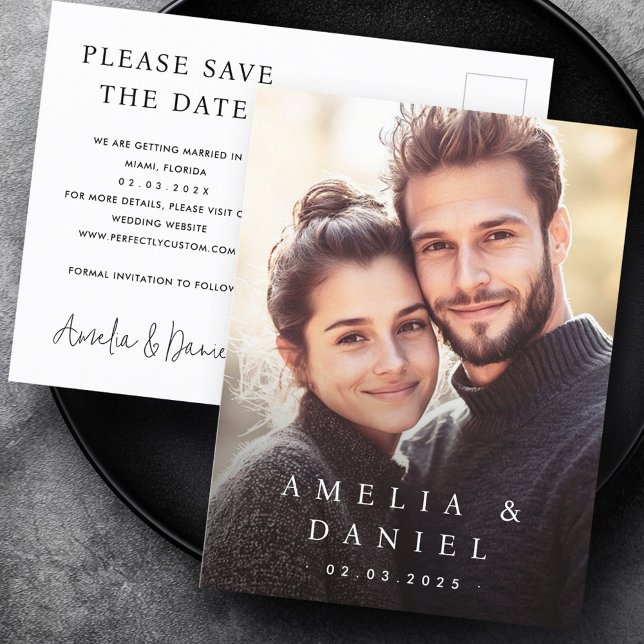 Bröllop spara datum anpassningsbar-foto vykort (Wedding save the date custom photo postcard)