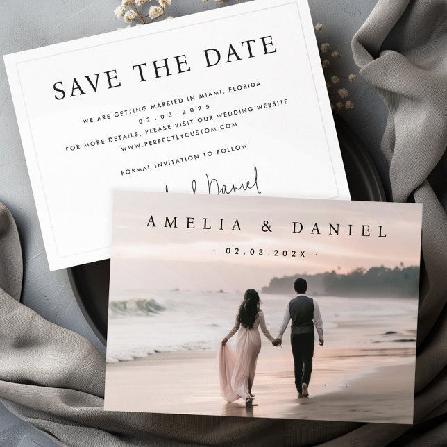 Bröllop spara datum anpassningsbar-fotokort inbjudningar (Wedding save the date custom photo card)