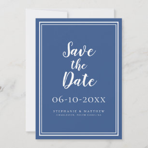 Bröllop spara datum Blue Simple Modern Script