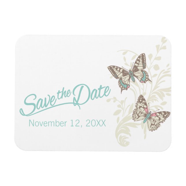 Bröllop spara datum butterflies magnet (Horisontell)