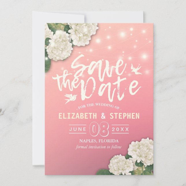 Bröllop spara datum Chic Hydrangea String Ljus Datumet (Framsida)