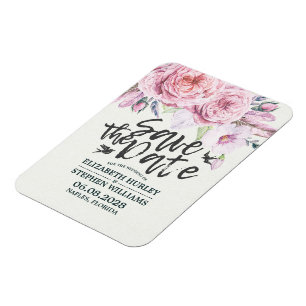 Bröllop spara datum Chic Watercolor Boho Blommigt Magnet