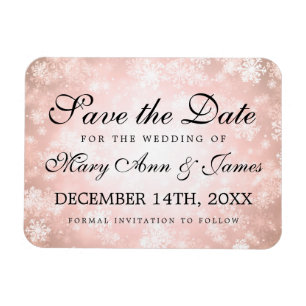 Bröllop spara datum Copper Winter Wonderland Magnet
