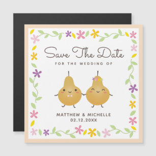 Bröllop spara datum Cute Tecknad Bride and Groom Magnetisk Inbjudningskort