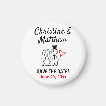 Bröllop spara datum Cute Tecknad par magnet