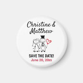 Bröllop spara datum Cute Tecknad par magnet