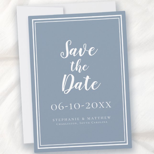 Bröllop spara datum Dusty Blue Simple Modern (Wedding Save The Date Dusty Blue Simple Modern)