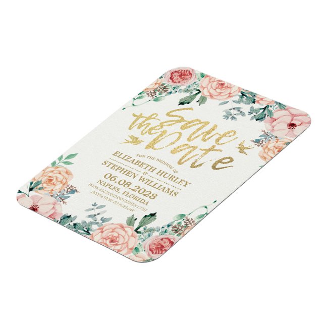 Bröllop spara datum Elegant Blommigt String Ljus Magnet (Vänstra Sidan)