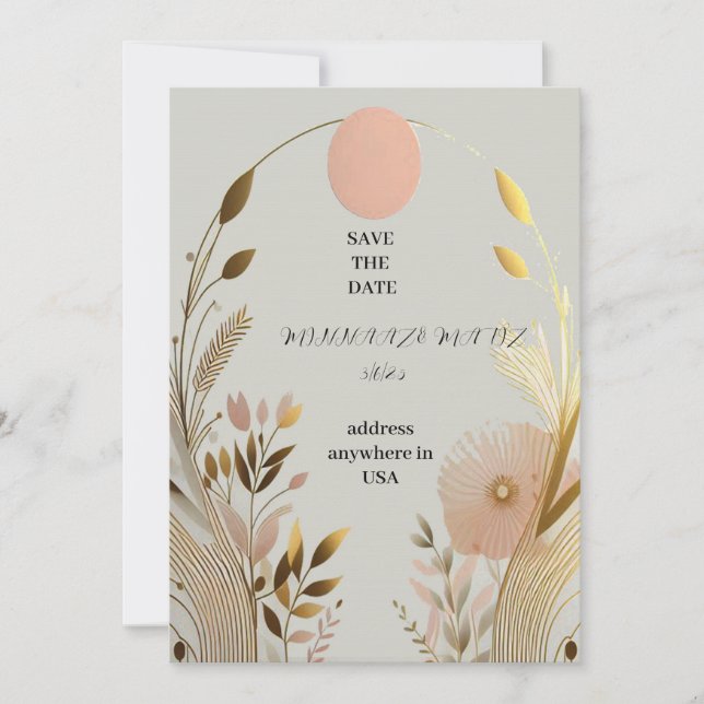 bröllop spara datum  enkel  rosa guld Inbjudan (Framsida)