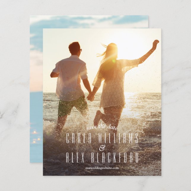 Bröllop spara datum för Elegant av budgetskript (Fram/baksida)