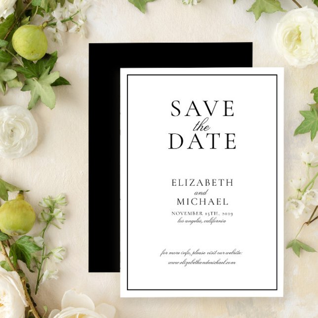 Bröllop spara datum för svartvitt i elegant inbjudningar (Discover our classic, elegant wedding save the date —plus matching invites, RSVP cards, and more!)