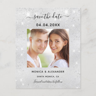 bröllop spara datum-fotokort för silver glitter