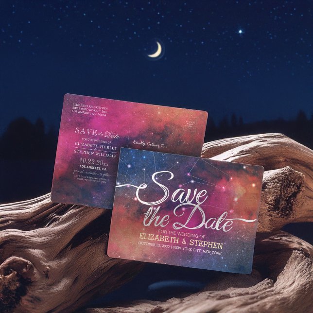 Bröllop Spara Datum Galaxy Nebulosa Konstellatione Meddelande Vykort (Skapare uppladdad)