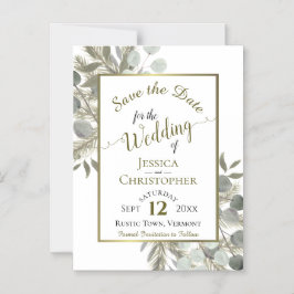 Bröllop spara datum Golden Gräs & Greenery Magnetisk Inbjudningskort