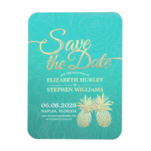 Bröllop spara datum Golden Pineapples Teal Ro