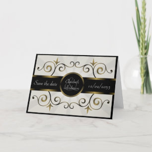 Bröllop spara datum Guld Black Elegant Burst Meddelande