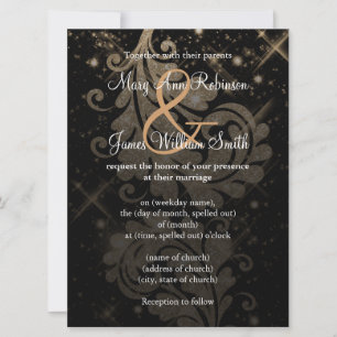 Bröllop spara datum Guld Glitter Blommigt Swirl Datumet