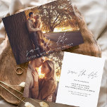 Bröllop spara datum handskriven fotominimalist spara datumet<br><div class="desc">Handskrivna Bröllop spara datum-kort som har ett foto på framsidan och baksidan. Korten Save the Date Fall,  Autumn,  Winter,  Vår eller Summer innehåller en modern handskriven typografi med kursiva skript som är elegant,  enkel och modern till använda efter att du har minimalistisk enkel bröllopsdag firande.</div>