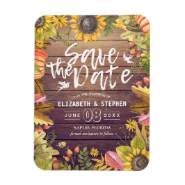 Bröllop spara datum Höst löv Pumpkins Wood Magnet