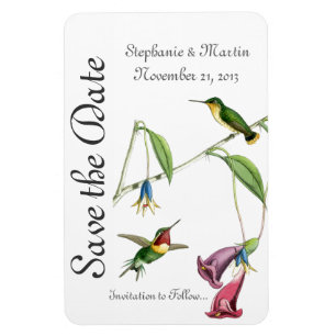 Bröllop spara datum Hummingbird Bird Flowers Magnet