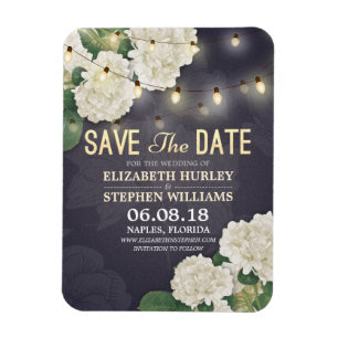 Bröllop spara datum Hydrangea String Ljus Blue Magnet