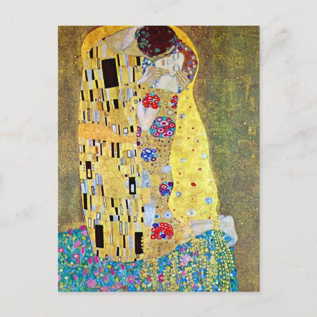 Bröllop spara datum! Kissen av Gustav Klimt Meddelande Vykort (Framsida)