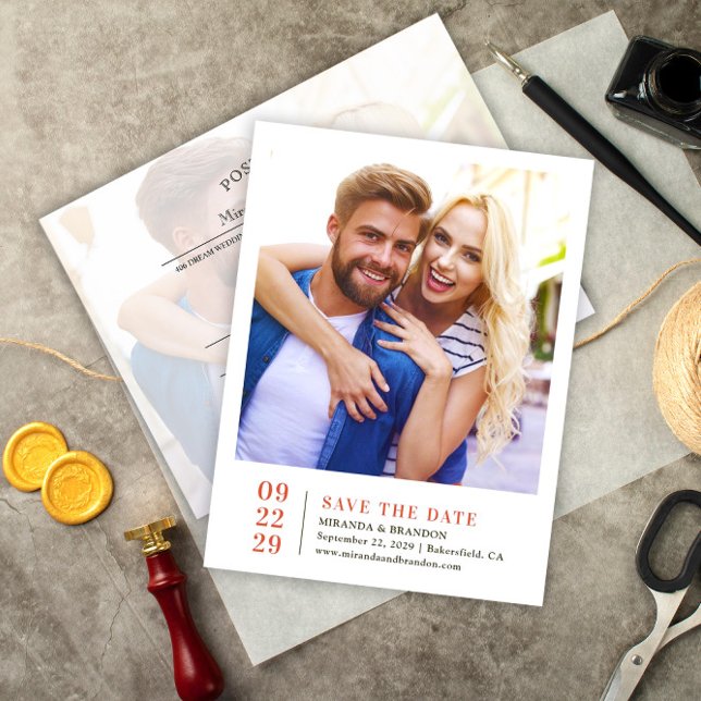 Bröllop spara datum-kort för enkel Elegant Meddelande Vykort (Skapare uppladdad)