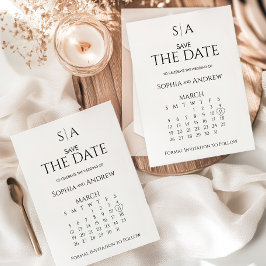 Bröllop Spara Datum Kort Kalender Monogram