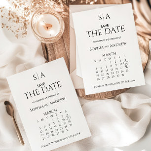 Bröllop Spara Datum Kort Kalender Monogram