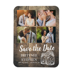 Bröllop spara datum Mason Burk Wood Photo Magnet