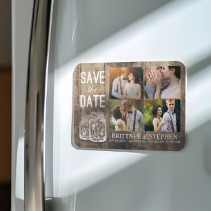Bröllop spara datum Mason Burk Wood Photo Magnet