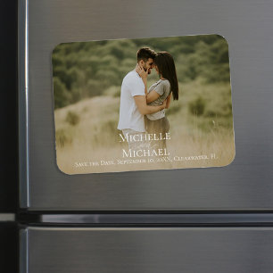 Bröllop spara datum minimalistiskt enkelt foto magnet