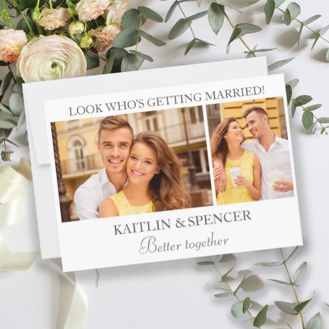 Bröllop spara datum Modern 2 fotovit Inbjudningar (Skapare uppladdad)