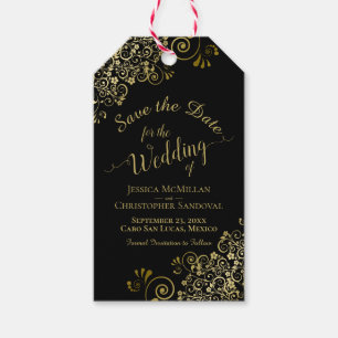 Bröllop spara datum Pencil Förenta staterna i Guld Presentetikett