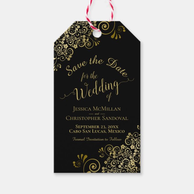 Bröllop spara datum Pencil Förenta staterna i Guld Presentetikett (Framsidan)