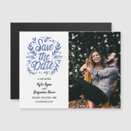 Bröllop spara datum Photo Calligraphy Botanical Magnetisk Inbjudningskort