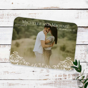 Bröllop spara datum Photo Elegant Calligraphy Magnet