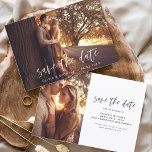 Bröllop spara datum Photo Romantic Minimalist Spara Datumet<br><div class="desc">Bröllop spara datum-kort som har ett foto på framsidan och baksidan. Korten Save the Date Fall,  Autumn,  Winter,  Vår eller Summer innehåller en modern handskriven typografi med kursiva skript som är elegant,  enkel och modern till använda efter att du har minimalistisk enkel bröllopsdag firande.</div>